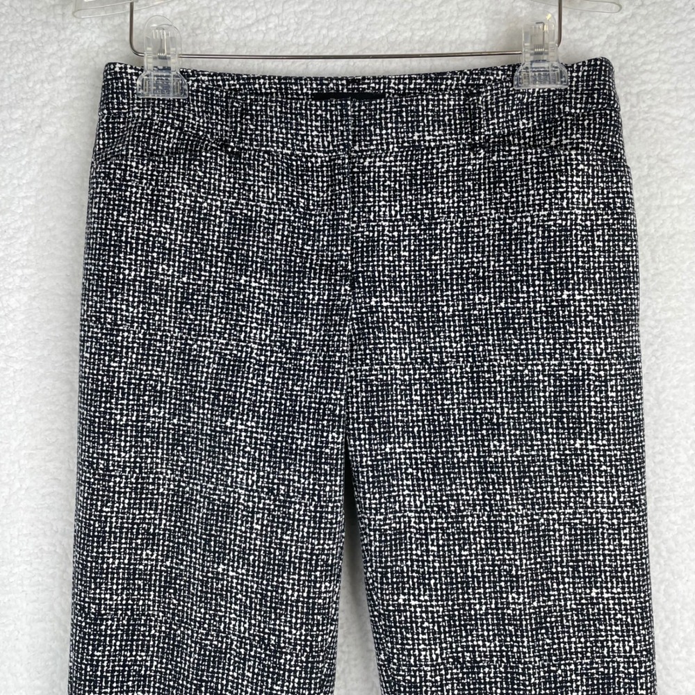 White House Black Market Slim Ankle Pants Black White Textured Grid Print 6R